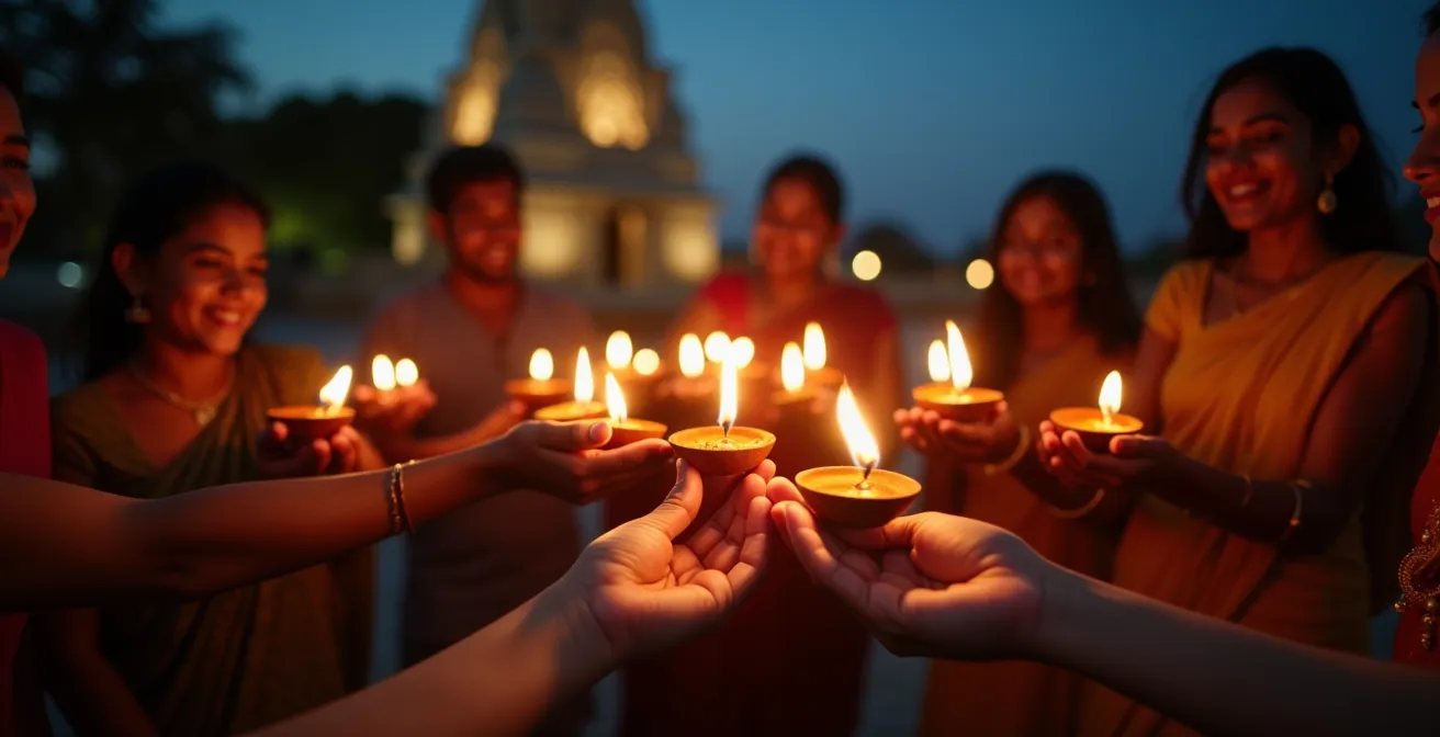Célébration multiculturelle du Dipavali à La Réunion avec participants de diverses origines