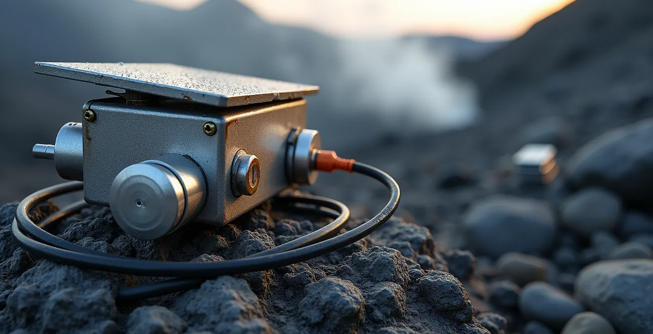 Instruments de surveillance sismique sur les flancs du Piton de la Fournaise